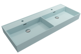 BOCCHI Milano 48" Rectangle Wallmount Fireclay Bathroom Sink, Double Basin, Matte Ice Blue, Single Faucet Hole, 1393-029-0132