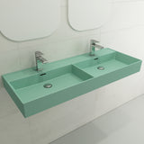 BOCCHI Milano 48" Rectangle Wallmount Fireclay Bathroom Sink, Double Basin, Matte Mint Green, Single Faucet Hole, 1393-033-0132