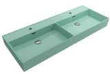 BOCCHI Milano 48" Rectangle Wallmount Fireclay Bathroom Sink, Double Basin, Matte Mint Green, Single Faucet Hole, 1393-033-0132