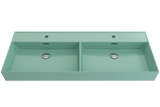 BOCCHI Milano 48" Rectangle Wallmount Fireclay Bathroom Sink, Double Basin, Matte Mint Green, Single Faucet Hole, 1393-033-0132