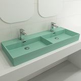 BOCCHI Milano 48" Rectangle Wallmount Fireclay Bathroom Sink, Double Basin, Matte Mint Green, Single Faucet Hole, 1393-033-0132