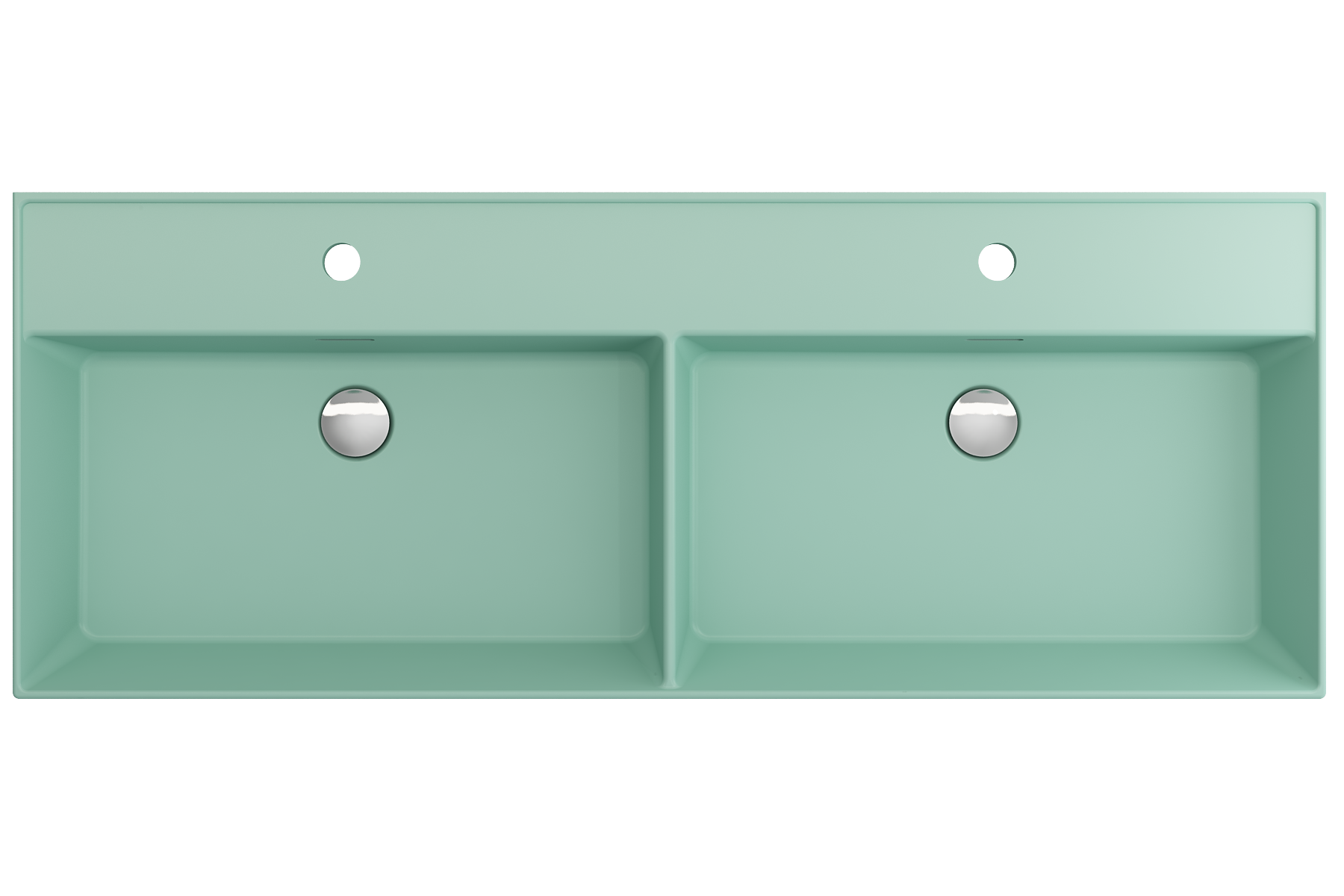 BOCCHI Milano 48" Rectangle Wallmount Fireclay Bathroom Sink, Double Basin, Matte Mint Green, Single Faucet Hole, 1393-033-0132