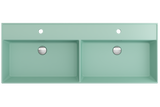 BOCCHI Milano 48" Rectangle Wallmount Fireclay Bathroom Sink, Double Basin, Matte Mint Green, Single Faucet Hole, 1393-033-0132