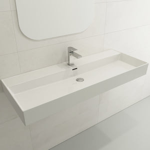 Alternate Image for BOCCHI Milano 48" Rectangle Wallmount Fireclay Bathroom Sink, White, Single Faucet Hole, 1394-001-0126