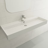 BOCCHI Milano 48" Rectangle Wallmount Fireclay Bathroom Sink, White, Single Faucet Hole, 1394-001-0126