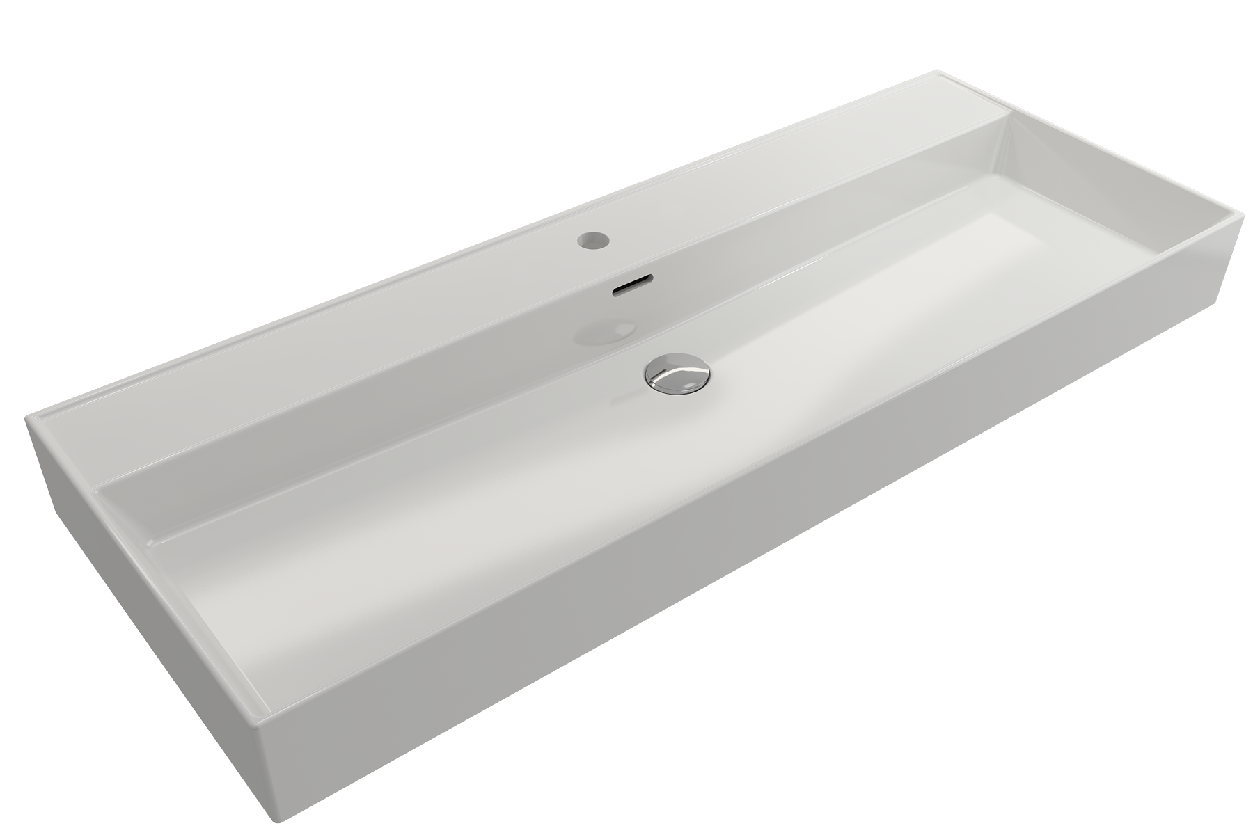 BOCCHI Milano 48" Rectangle Wallmount Fireclay Bathroom Sink, White, Single Faucet Hole, 1394-001-0126