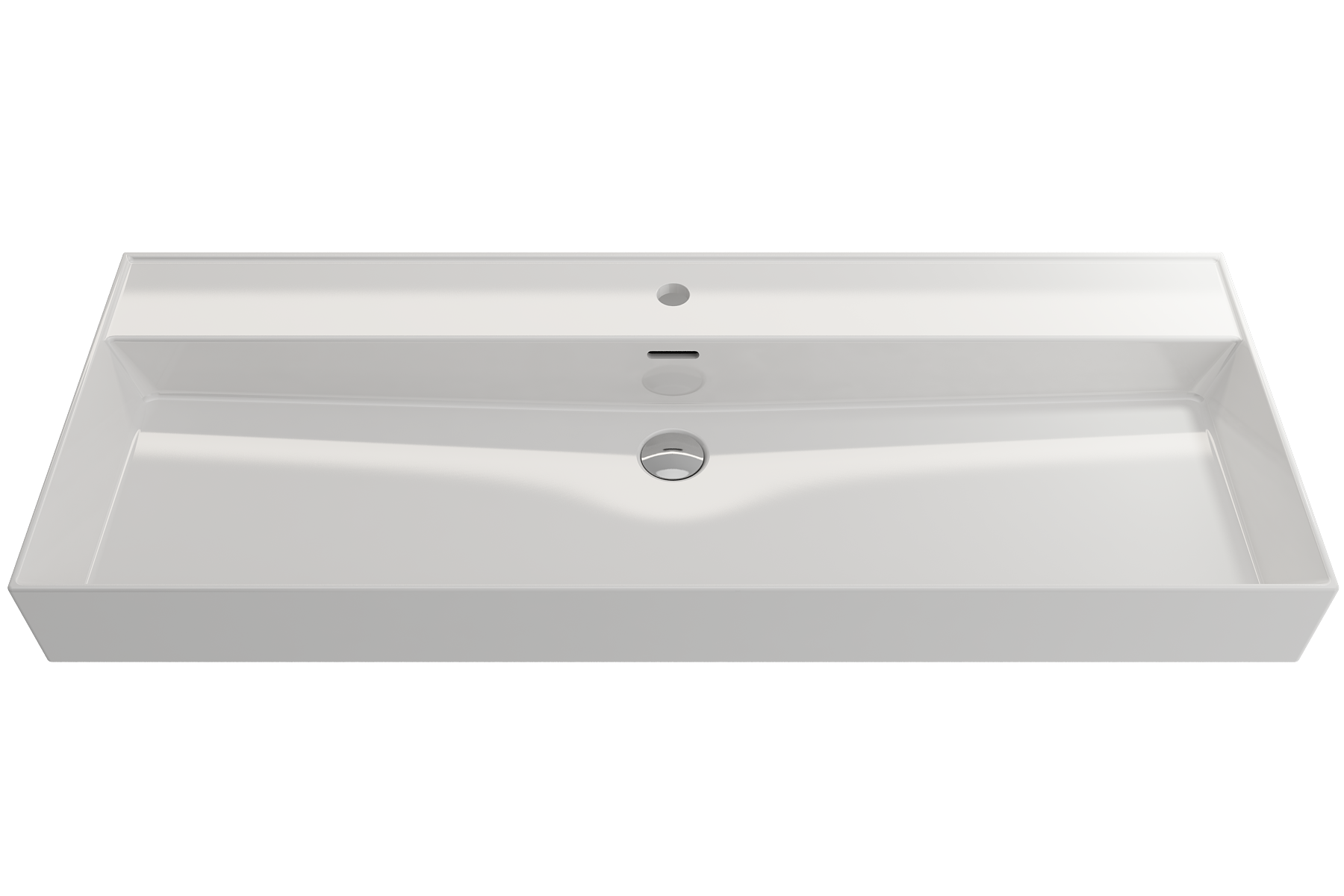 BOCCHI Milano 48" Rectangle Wallmount Fireclay Bathroom Sink, White, Single Faucet Hole, 1394-001-0126