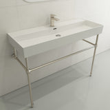 BOCCHI Milano 48" Rectangle Wallmount Fireclay Bathroom Sink, White, Single Faucet Hole, 1394-001-0126