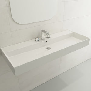 Alternate Image for BOCCHI Milano 48" Rectangle Wallmount Fireclay Bathroom Sink, White, 3 Faucet Hole, 1394-001-0127