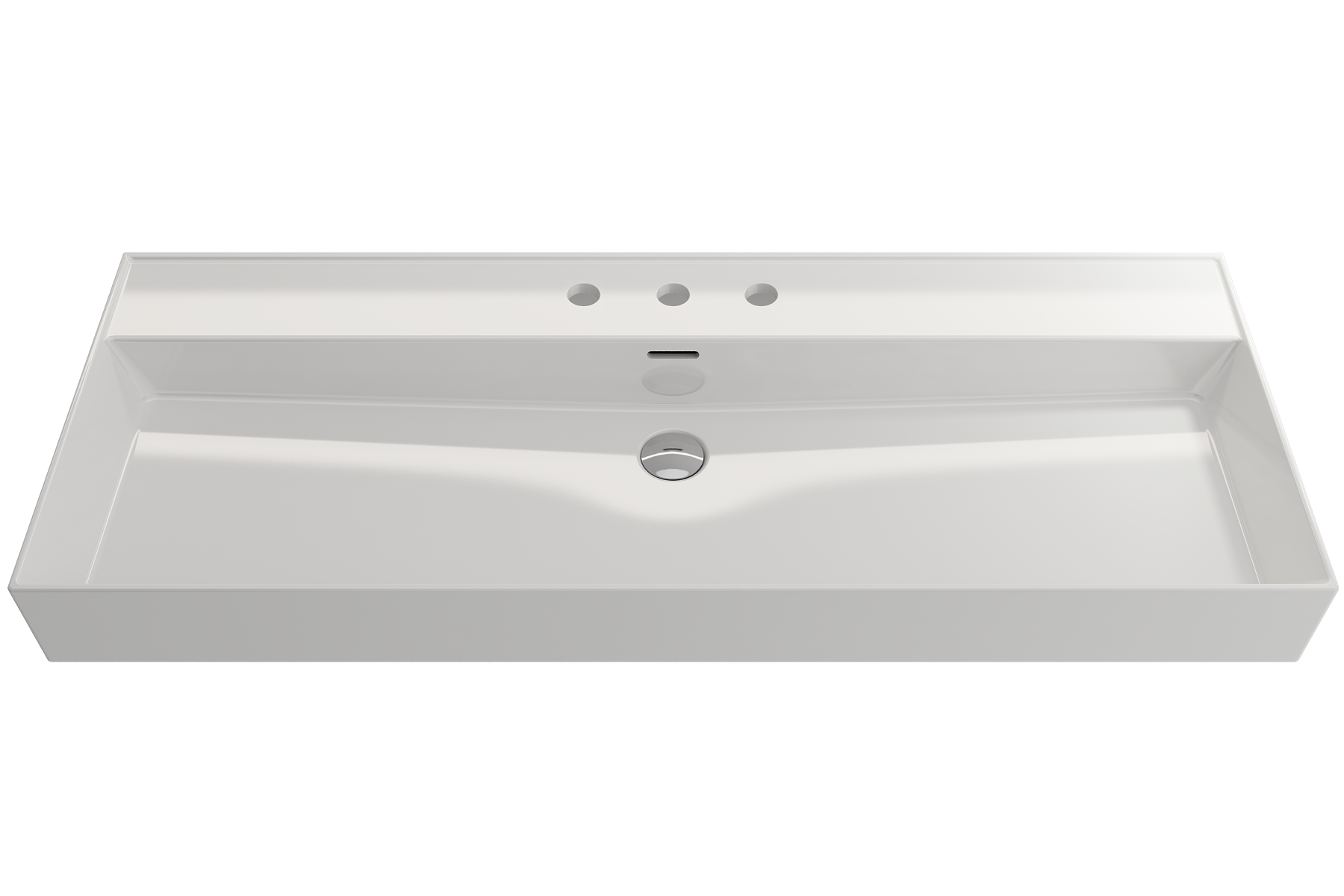 BOCCHI Milano 48" Rectangle Wallmount Fireclay Bathroom Sink, White, 3 Faucet Hole, 1394-001-0127