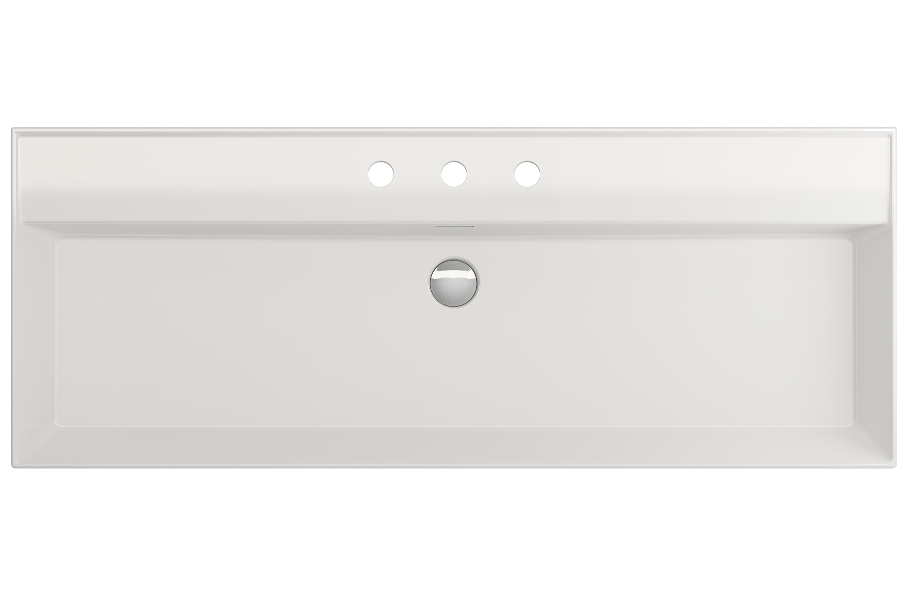 BOCCHI Milano 48" Rectangle Wallmount Fireclay Bathroom Sink, White, 3 Faucet Hole, 1394-001-0127