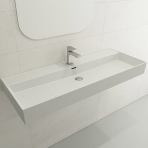 Alternate Image for BOCCHI Milano 48" Rectangle Wallmount Fireclay Bathroom Sink, Matte White, Single Faucet Hole, 1394-002-0126