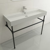BOCCHI Milano 48" Rectangle Wallmount Fireclay Bathroom Sink, Matte White, Single Faucet Hole, 1394-002-0126