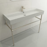 BOCCHI Milano 48" Rectangle Wallmount Fireclay Bathroom Sink, Matte White, Single Faucet Hole, 1394-002-0126
