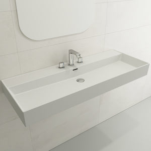 Alternate Image for BOCCHI Milano 48" Rectangle Wallmount Fireclay Bathroom Sink, Matte White, 3 Faucet Hole, 1394-002-0127