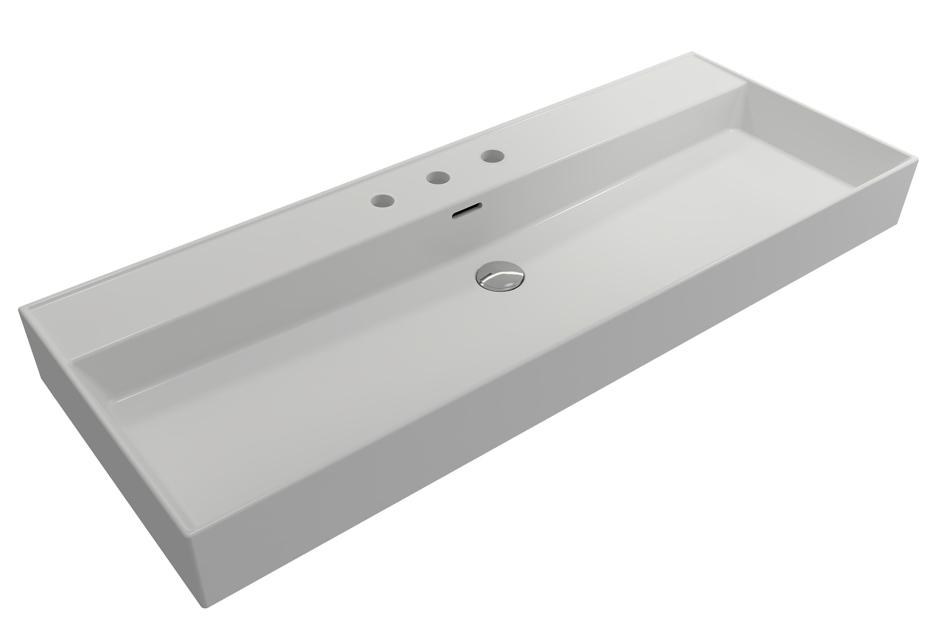BOCCHI Milano 48" Rectangle Wallmount Fireclay Bathroom Sink, Matte White, 3 Faucet Hole, 1394-002-0127