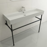 BOCCHI Milano 48" Rectangle Wallmount Fireclay Bathroom Sink, Matte White, 3 Faucet Hole, 1394-002-0127