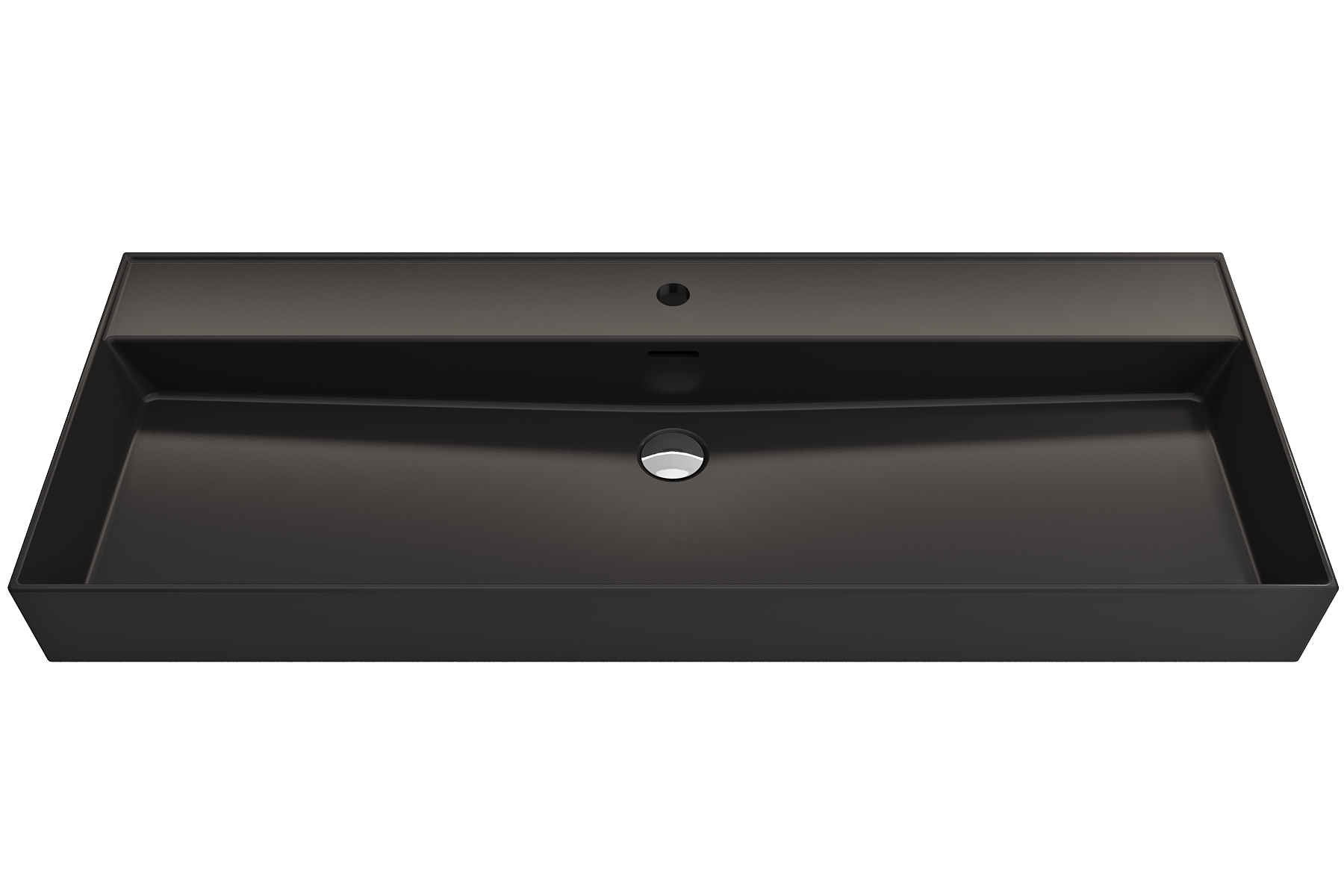 BOCCHI Milano 48" Rectangle Wallmount Fireclay Bathroom Sink, Matte Black, Single Faucet Hole, 1394-004-0126