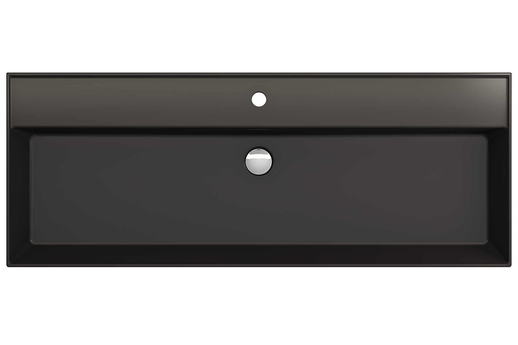 BOCCHI Milano 48" Rectangle Wallmount Fireclay Bathroom Sink, Matte Black, Single Faucet Hole, 1394-004-0126