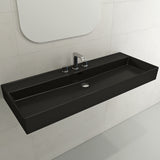 BOCCHI Milano 48" Rectangle Wallmount Fireclay Bathroom Sink, Matte Black, 3 Faucet Hole, 1394-004-0127