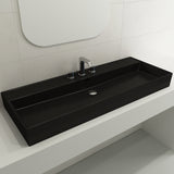 BOCCHI Milano 48" Rectangle Wallmount Fireclay Bathroom Sink, Matte Black, 3 Faucet Hole, 1394-004-0127