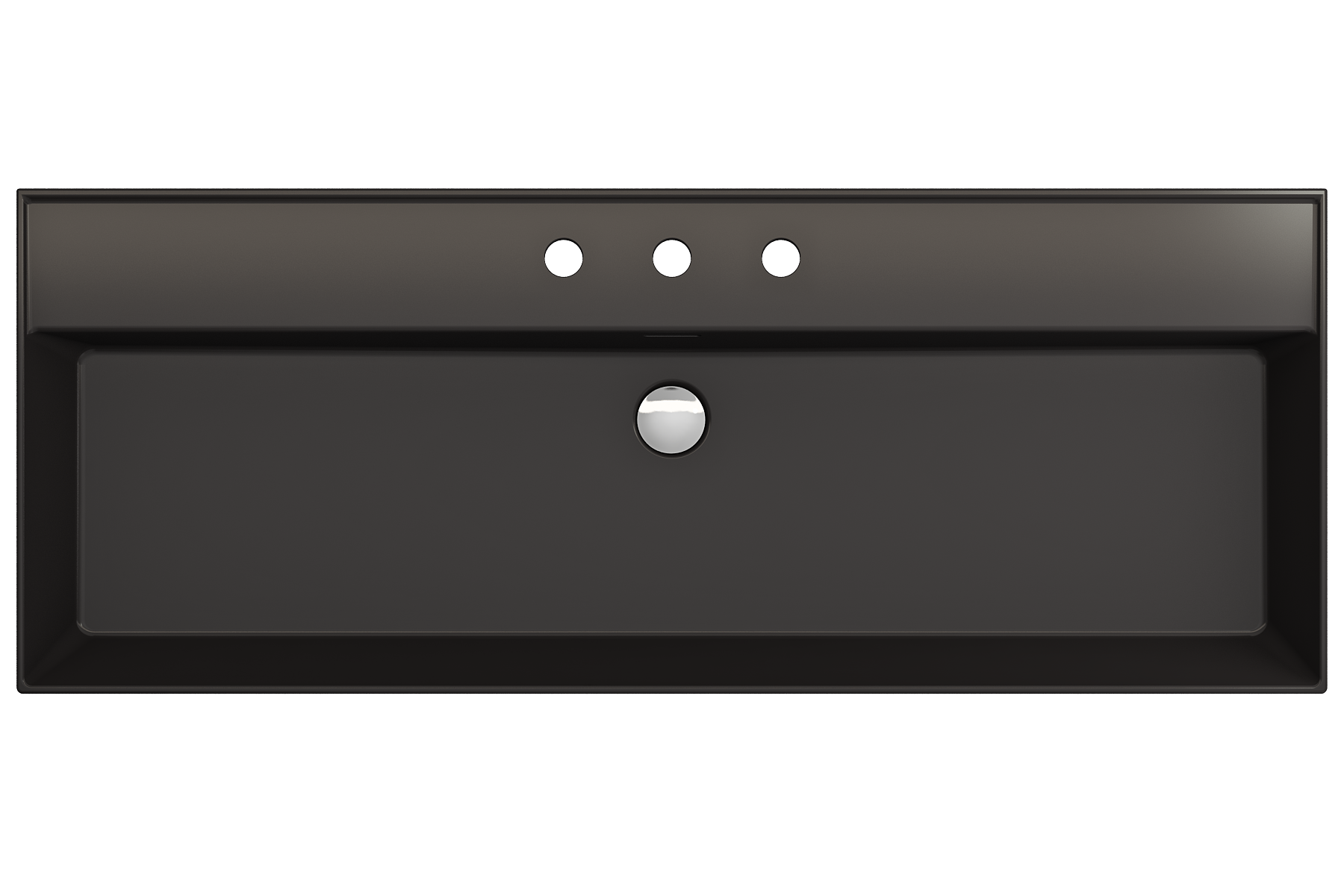 BOCCHI Milano 48" Rectangle Wallmount Fireclay Bathroom Sink, Matte Black, 3 Faucet Hole, 1394-004-0127