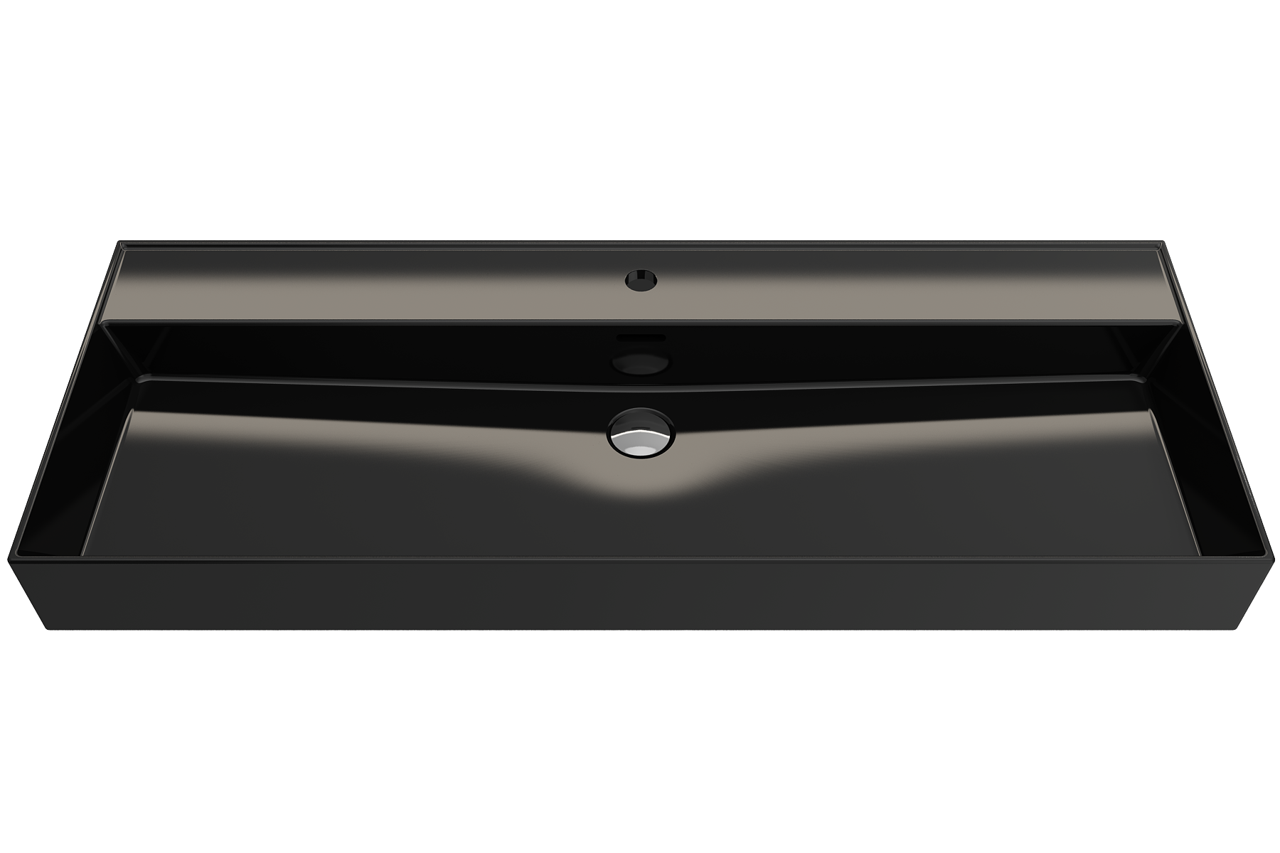 BOCCHI Milano 48" Rectangle Wallmount Fireclay Bathroom Sink, Black, Single Faucet Hole, 1394-005-0126