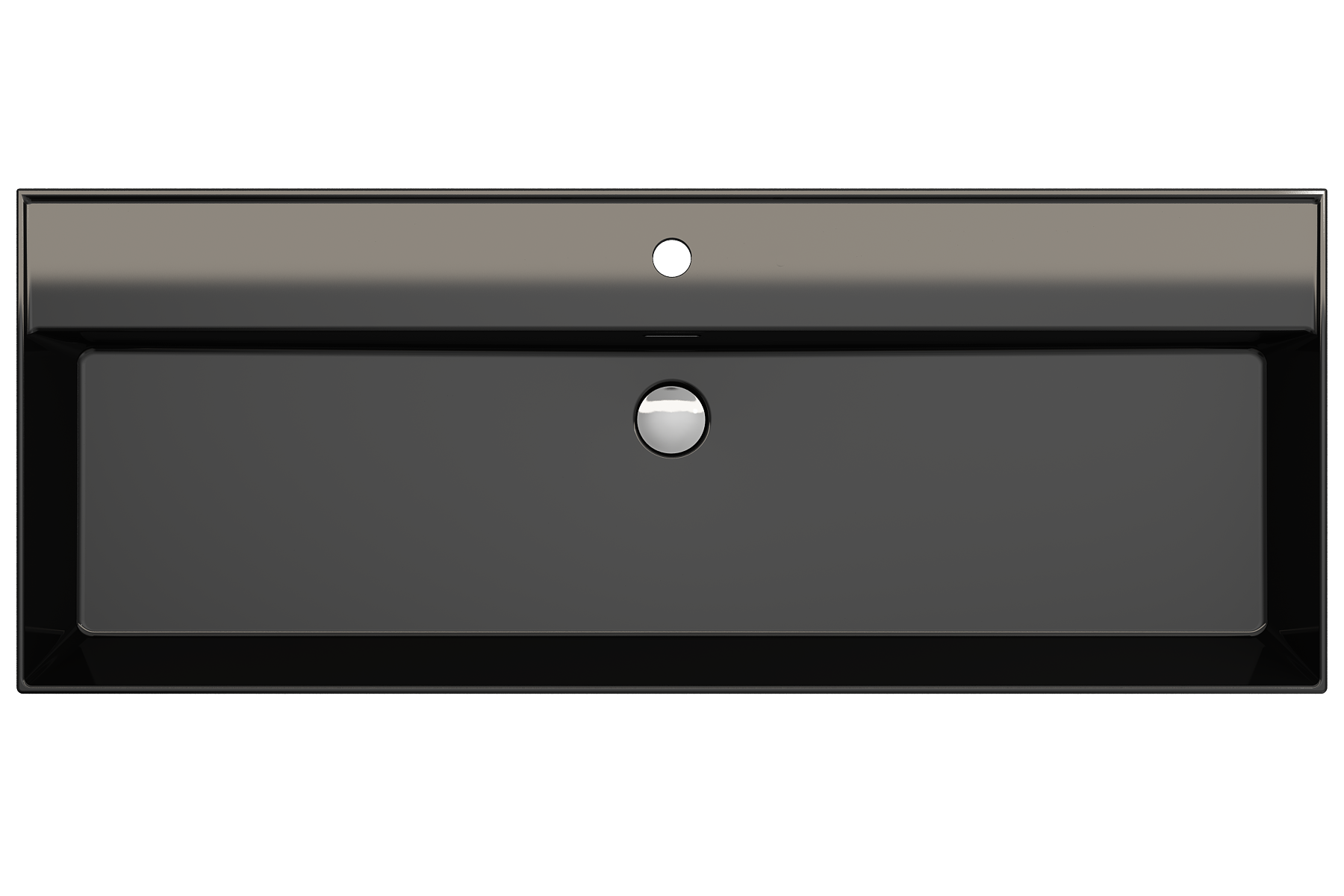 BOCCHI Milano 48" Rectangle Wallmount Fireclay Bathroom Sink, Black, Single Faucet Hole, 1394-005-0126