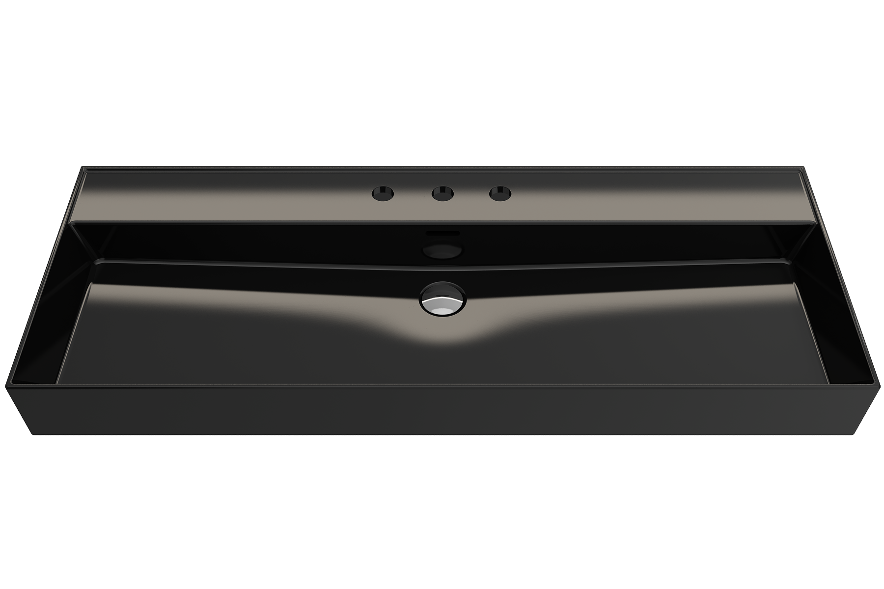 BOCCHI Milano 48" Rectangle Wallmount Fireclay Bathroom Sink, Black, 3 Faucet Hole, 1394-005-0127