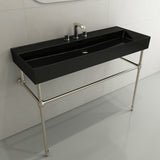 BOCCHI Milano 48" Rectangle Wallmount Fireclay Bathroom Sink, Black, 3 Faucet Hole, 1394-005-0127