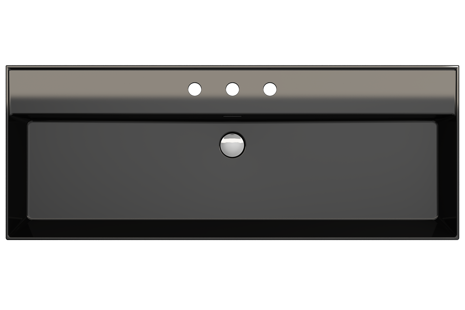 BOCCHI Milano 48" Rectangle Wallmount Fireclay Bathroom Sink, Black, 3 Faucet Hole, 1394-005-0127