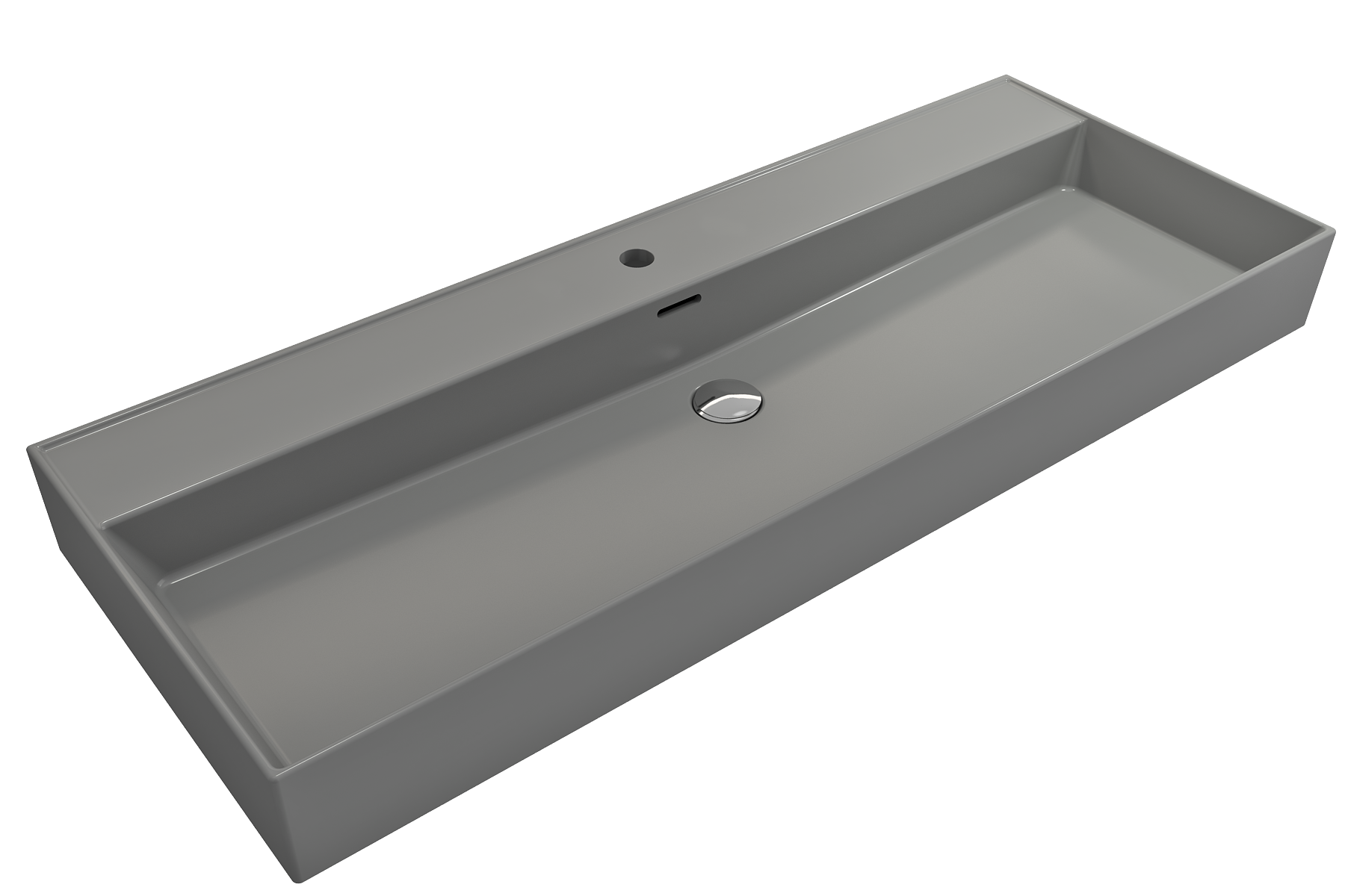 BOCCHI Milano 48" Rectangle Wallmount Fireclay Bathroom Sink, Matte Gray, Single Faucet Hole, 1394-006-0126