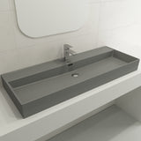 BOCCHI Milano 48" Rectangle Wallmount Fireclay Bathroom Sink, Matte Gray, Single Faucet Hole, 1394-006-0126