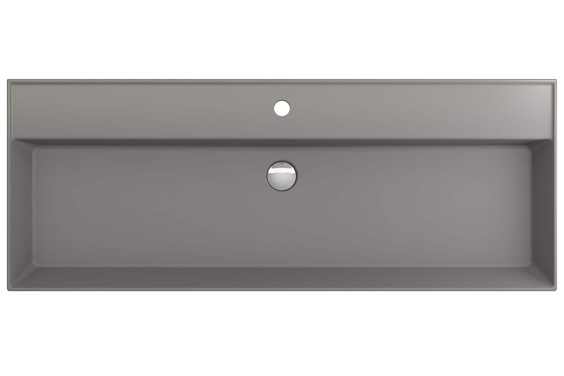 BOCCHI Milano 48" Rectangle Wallmount Fireclay Bathroom Sink, Matte Gray, Single Faucet Hole, 1394-006-0126