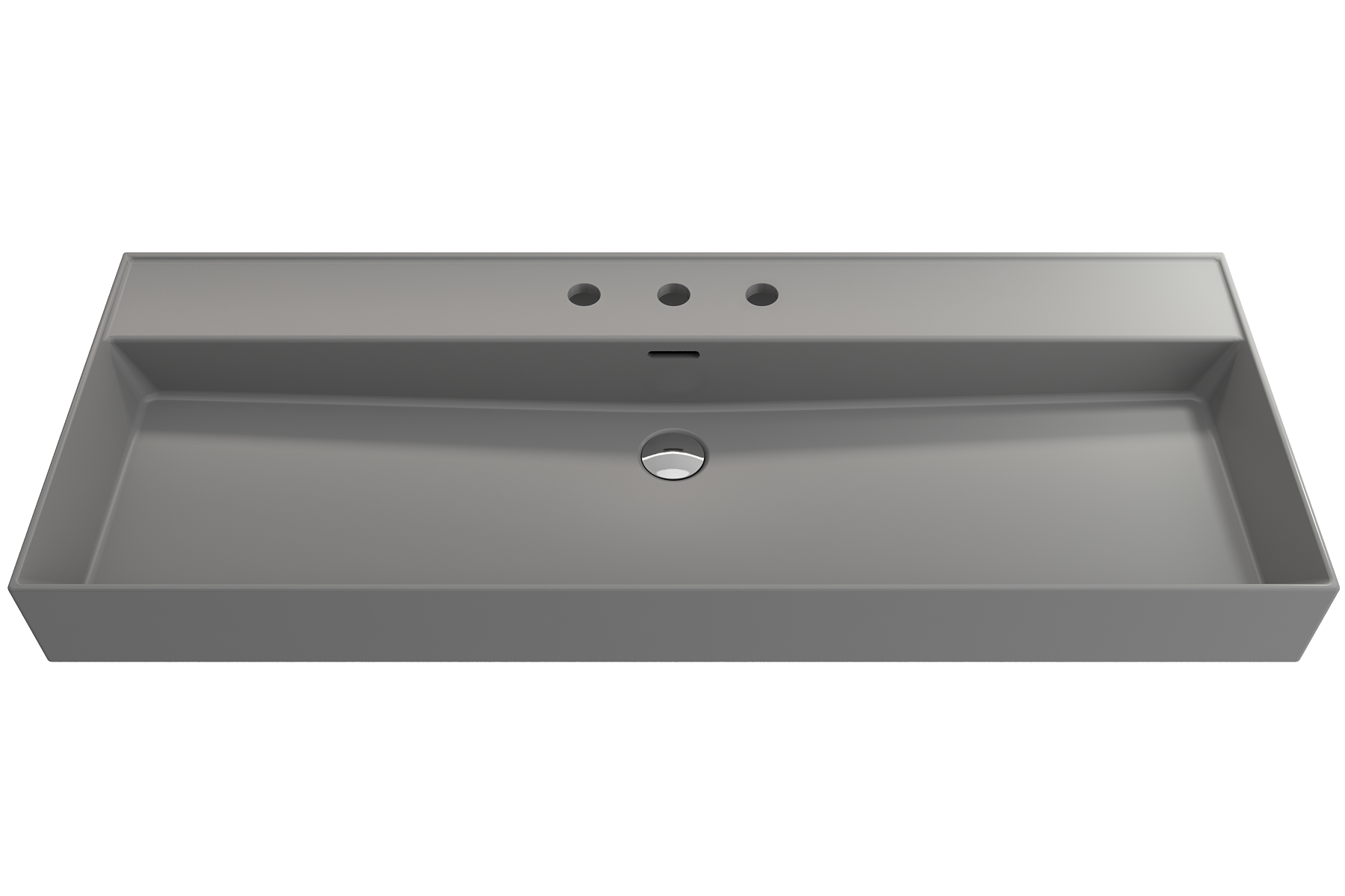 BOCCHI Milano 48" Rectangle Wallmount Fireclay Bathroom Sink, Matte Gray, 3 Faucet Hole, 1394-006-0127