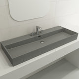 BOCCHI Milano 48" Rectangle Wallmount Fireclay Bathroom Sink, Matte Gray, 3 Faucet Hole, 1394-006-0127