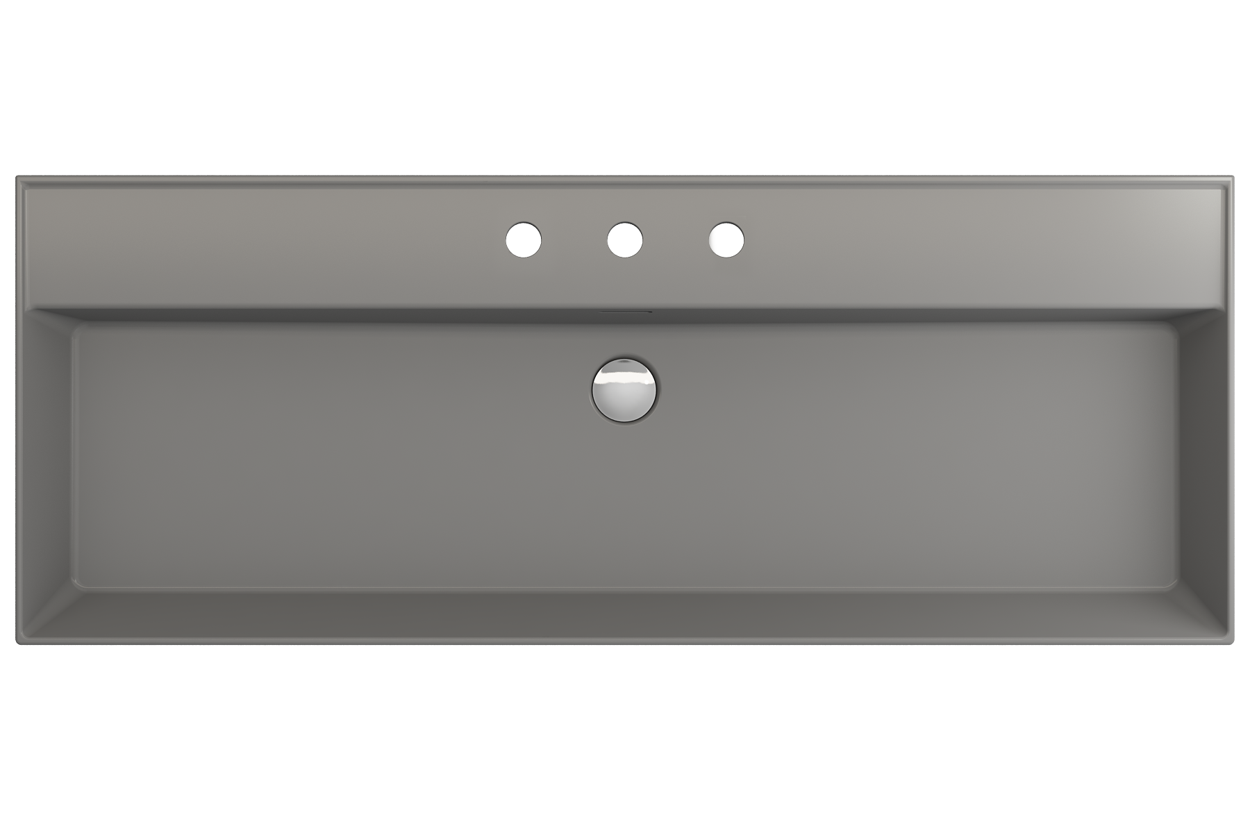 BOCCHI Milano 48" Rectangle Wallmount Fireclay Bathroom Sink, Matte Gray, 3 Faucet Hole, 1394-006-0127