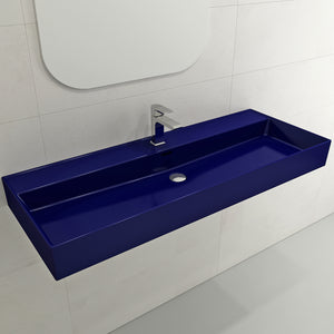 Alternate Image for BOCCHI Milano 48" Rectangle Wallmount Fireclay Bathroom Sink, Sapphire Blue, Single Faucet Hole, 1394-010-0126