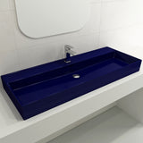 BOCCHI Milano 48" Rectangle Wallmount Fireclay Bathroom Sink, Sapphire Blue, Single Faucet Hole, 1394-010-0126