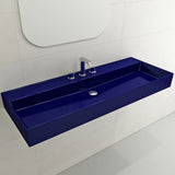 BOCCHI Milano 48" Rectangle Wallmount Fireclay Bathroom Sink, Sapphire Blue, 3 Faucet Hole, 1394-010-0127