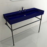 BOCCHI Milano 48" Rectangle Wallmount Fireclay Bathroom Sink, Sapphire Blue, 3 Faucet Hole, 1394-010-0127
