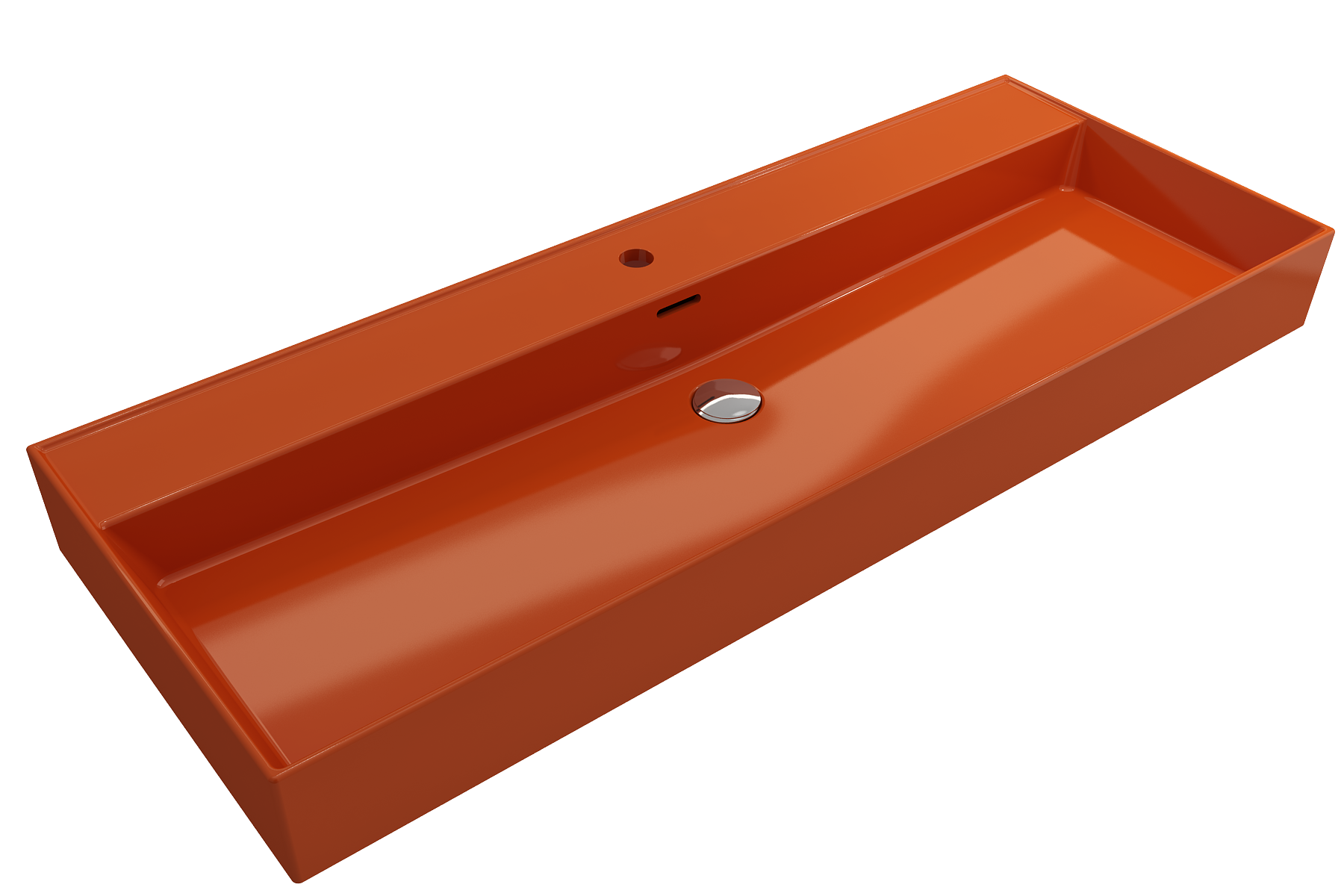 BOCCHI Milano 48" Rectangle Wallmount Fireclay Bathroom Sink, Orange, Single Faucet Hole, 1394-012-0126