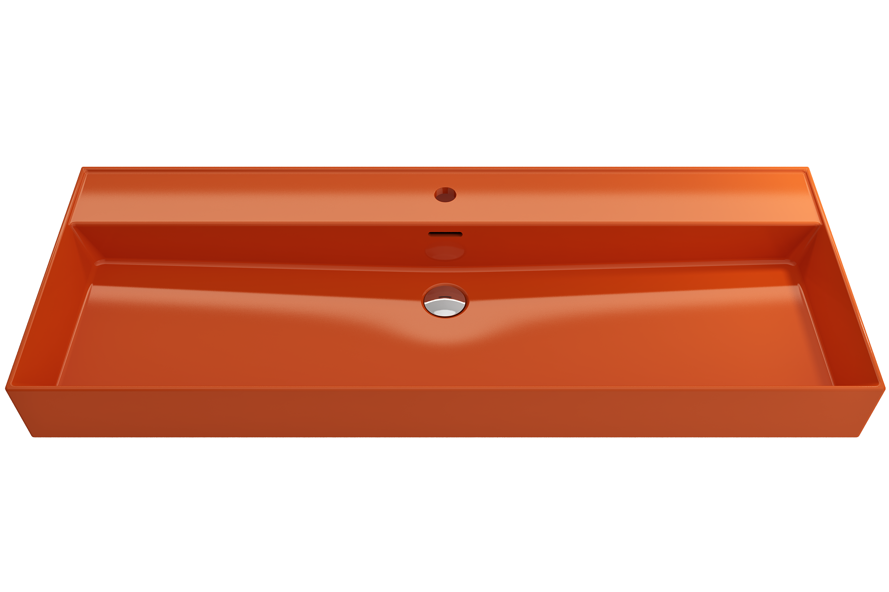BOCCHI Milano 48" Rectangle Wallmount Fireclay Bathroom Sink, Orange, Single Faucet Hole, 1394-012-0126