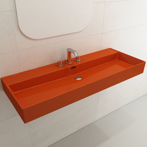 Alternate Image for BOCCHI Milano 48" Rectangle Wallmount Fireclay Bathroom Sink, Orange, 3 Faucet Hole, 1394-012-0127