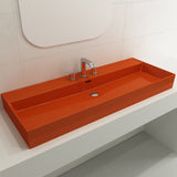 BOCCHI Milano 48" Rectangle Wallmount Fireclay Bathroom Sink, Orange, 3 Faucet Hole, 1394-012-0127