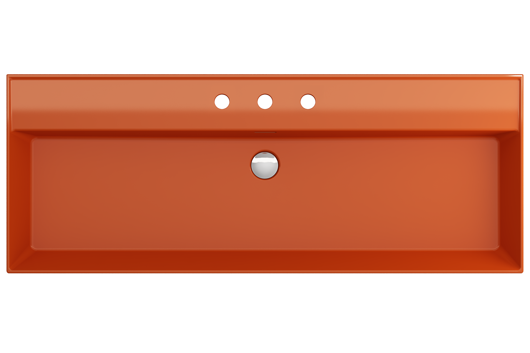 BOCCHI Milano 48" Rectangle Wallmount Fireclay Bathroom Sink, Orange, 3 Faucet Hole, 1394-012-0127