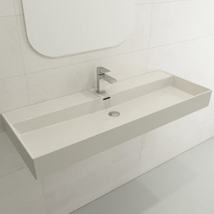 Alternate Image for BOCCHI Milano 48" Rectangle Wallmount Fireclay Bathroom Sink, Biscuit, Single Faucet Hole, 1394-014-0126