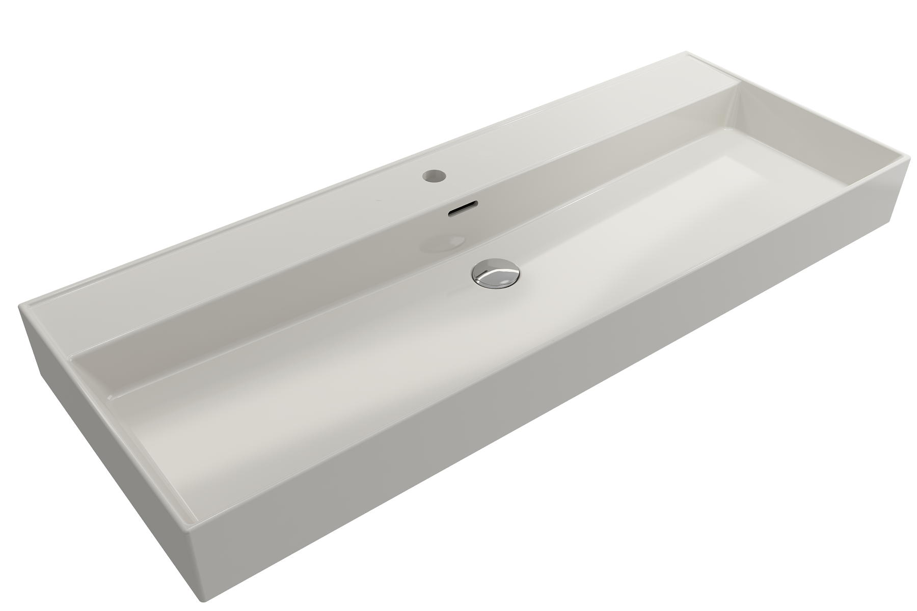 BOCCHI Milano 48" Rectangle Wallmount Fireclay Bathroom Sink, Biscuit, Single Faucet Hole, 1394-014-0126