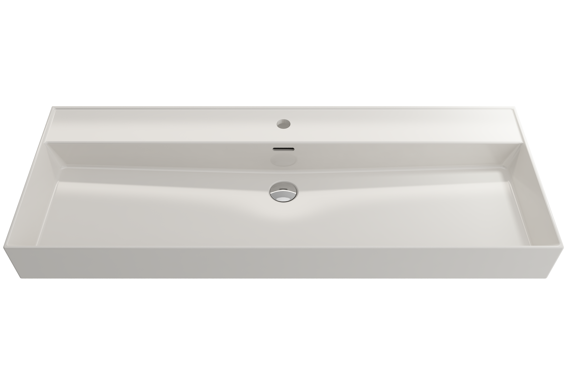 BOCCHI Milano 48" Rectangle Wallmount Fireclay Bathroom Sink, Biscuit, Single Faucet Hole, 1394-014-0126