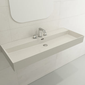 Alternate Image for BOCCHI Milano 48" Rectangle Wallmount Fireclay Bathroom Sink, Biscuit, 3 Faucet Hole, 1394-014-0127
